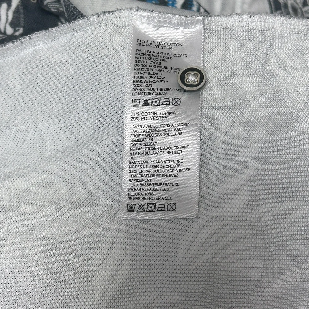 Tommy Bahama Hawaiian Tiki Shirt Monochrome Tropical Leaf Pattern Print - Picture 9 of 13